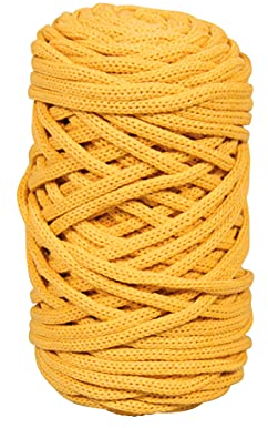 Rayher Braidy Recycling Garn, geflochten, 4 mm ø,honiggelb, 250 g Knäuel, Lauflänge ca. 60 m, Strickgarn, Häkelgarn, Textilgarn, Bastelgarn, Knüpfgarn, Macrameegarn, 42010166