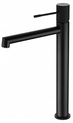 IMEX - Grifo monomando lavabo de caño alto, Grifería Baño agua Frio/Caliente - Serie Line Negro Mate - BDD038-3NG