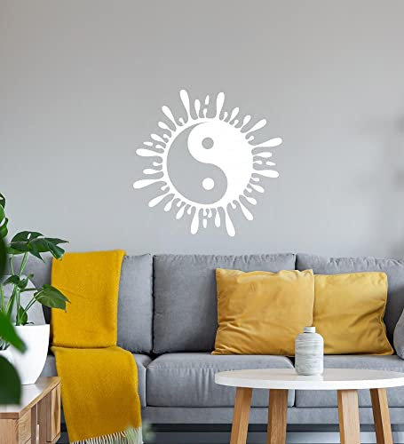 yin yang aus Tropfen Wandtattoo Weiß Aufkleber 40 x 40 cm