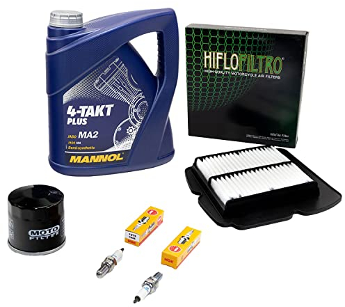 Wartungspaket Öl 4L + Luftfilter + Ölfilter + Zündkerzen für Suzu ki SV 650 SV650 WVBY Baujahr 2003-2006