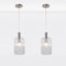 firstchoicelighting Set of 2 Chrome & Clear Ribbed Glass Pendant Light Fittings, Kitchen Island Dining Ceiling Light, Height Adjustable 40cm - 100cm, LED Compatible