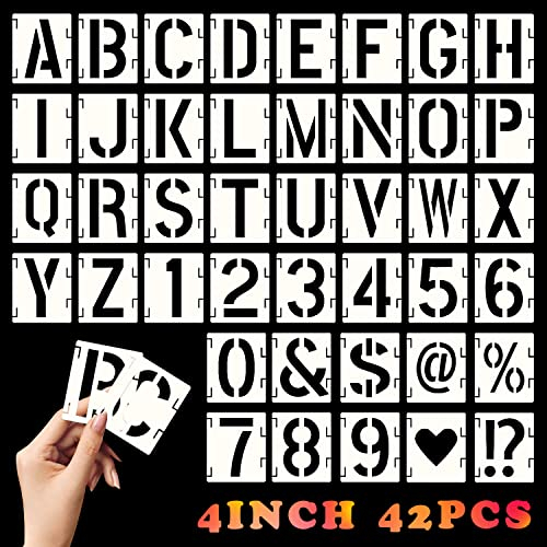 Schablone Buchstaben Schablonen Zahlen Buchstaben Groß Alphabet Schablone Kunststoff Verbindbar Wiederverwendbar für Schriftzüge Sprüh Wand Möbel DIY Schablonen(4 Zoll)…