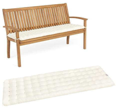 HAVE A SEAT Living - Gartenbank Auflage 140 cm - Bequeme Bankauflage Outdoor, 7 cm Dick - Waschbar bis 95°C, Orthopädisch, Wetterfest - Made in Germany (140x48 cm, Weiß)