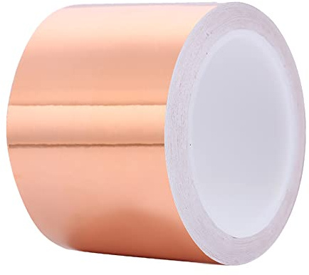 TopHomer 80mm Breite Kupferfolienband, Kupferband Schneckenabwehr Einseitig Leitfähiges EMI Abschirmband, Selbstklebendes Kapton Tape für Erdung, Musikinstrumente, Gärten, 10M Länge