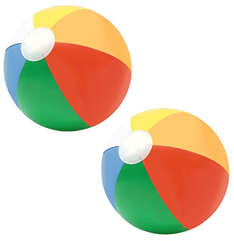 CHEERYMAGIC 2 Pcs Beach Balls, 12 Inches Inflatable Colorful Beach Ball Pool Float Balls Inflatable Beach Toys for Outdoor Activity Summer Seaside Party A6-CQCQ (Colour)