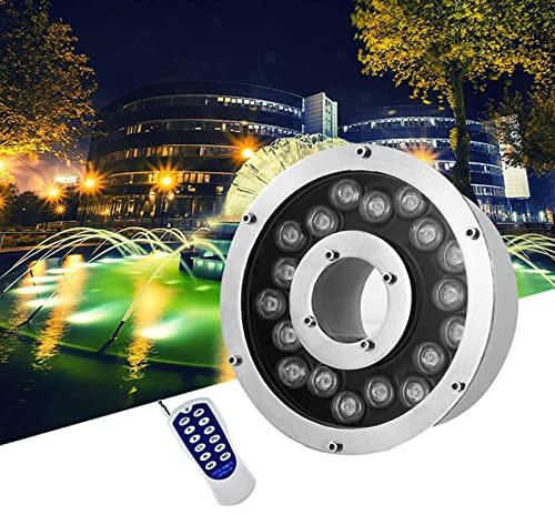 GUODDM RGB Unterwasser Teichscheinwerfer - LED Ring Brunnen Licht, Mittleres Loch IP68 wasserdichte Niederspannungs-Farbwechsel-Tauchleuchten, Für Brunnenbecken, Unterwasser, Teich(Ac(24V),12W)