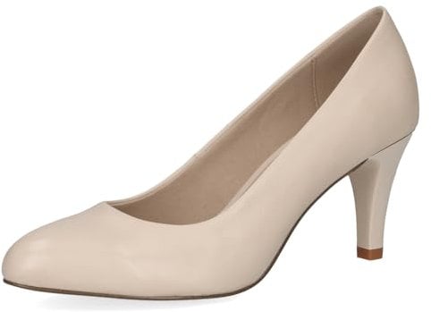 Caprice Damen Pumps aus Leder mit Trichterabsatz, Cremefarben (Offwhite Nappa), 40.5 EU