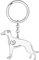 WEVENI Niedlicher Hunde-Schlüsselanhänger, 18 Karat vergoldet, Edelstahl, Schlüsselanhänger, Ring, Zubehör, Charms, Hundeliebhaber, Geschenke für Frauen und Mädchen, Versilbertes Whippet, 44mm x 53mm