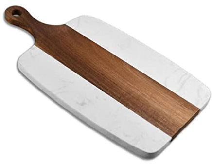 Planche à charcuterie en bois et marbre, épissure en bois d'acacia, planche à découper double face, planche à découper pour fromage, pain, planche à découper en pierre noire pour cuisine