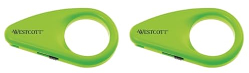 Westcott E-16473 00 Mini-Kartonöffner mit Keramikklinge Keramik-Sicherheitsklinge und integriertem Klingenschutz grün (Packung mit 2)