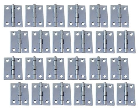 QCAA Lot de 24 charnières utilitaires étroites, avec goupille amovible pour porte d'armoire ou charnière de boîte, 5,1 x 3,8 x 1,4 mm, plaqué zinc, fabriquée à Taiwan