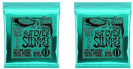 Ernie Ball Not Even Slinky - Cuerdas para guitarra eléctrica, entorchado de níquel, calibre 12-56 (Paquete de 2)