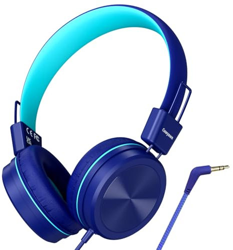 Cowyawn Auriculares para niños con limitador de Volumen Seguro de 94 dB, Auriculares Escolares con Cable para niños con diseño Ajustable y Flexible para niños y niñas