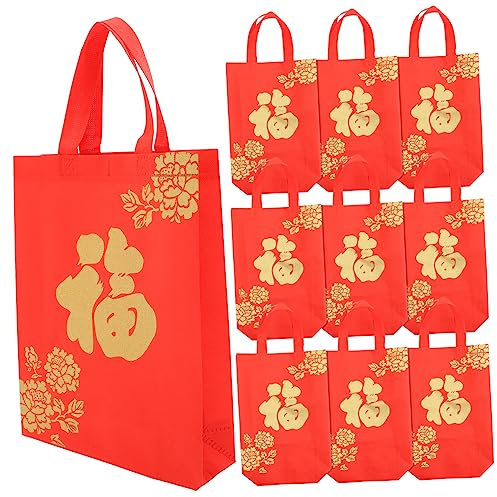 ABOOFAN 10pièces De Stockage Pour De An Chinois De Festival Printemps Avec Imprimé Fu Pochettes Réutilisables Pour Décorations Et De