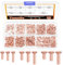 Tanstic 270Pcs Flat Head Copper Solid Rivets, M2x4/6/8, M2.5x5/8/10, M3x4/6/10 Solid Copper Rivets Fasteners for Electrical Applications Copper Finish Copper Tone