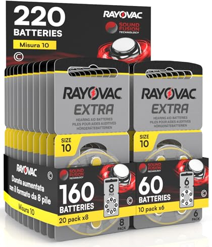 220 Batterie Per Apparecchi Acustici Rayovac Extra 10. - 20 Blister da 8 e 10 Blister da 6 Pile