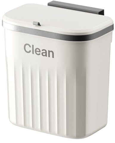 Fukamou Poubelle Suspendue Cuisine avec Couvercle, Poubelle Murale Cuisine, Poubelle Camping Car Suspendu pour Portes d'armoires Placard Salle de Bain | Poubelle à déchets Alimentaires Suspendue