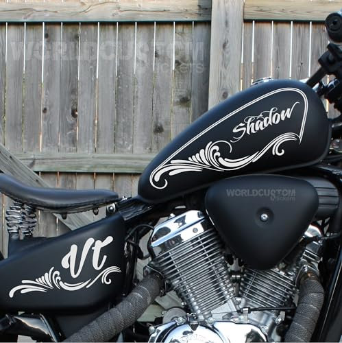 Adesivi Stikers Arabeschi da serbatoio scocca custom compatibili con Honda Shadow VT 600 750 1100 (Argento Silver)