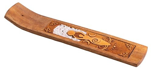 NKlaus Porte-encens déesse de la lune avec pierre de lune arc-en-ciel - 26 x 5 cm - 15831