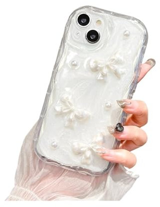 3D Pearl Bow Glitter Phone Case For IPhone 14 13 12 11 Pro Max MiNi XS Max XR X 7 8 Plus SE Cute Clear Soft Silicone Cover (Color : 1, Size : For iPhone 13)