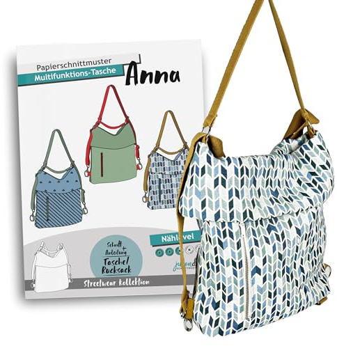 JULENDO Schnittmuster Multifunktionstasche Anna, als Rucksack oder Tasche | Papierschnittmuster mit Nähanleitung