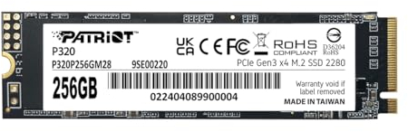 Patriot P320 256GB SSD Interne - NVMe PCIe Gen 3x4 - M.2 2280 - Disque SSD - P320P256GM28