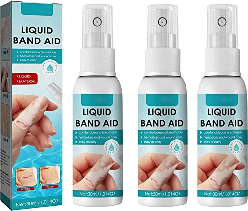 Rietoiu Spray líquido para vendaje, transpirable e impermeable, sin estimulación, multiusos, fácil de usar, 3 unidades de 30 ml, 10,7 x 2,8 cm