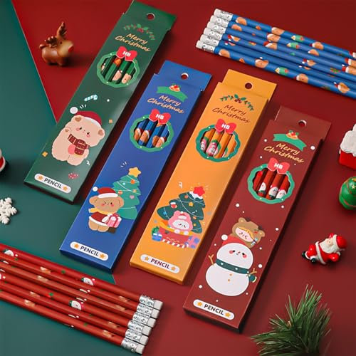 Dncvb Bleistift Weihnachten 24 Stück HB Bleistifte Weihnachten, Kinder Weihnachten Bleistifte Weihnachtsbleistifte für Kinder Geschenke Tasche Füller, Weihnachtsmitbringsel