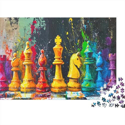 Schach Puzzle 1000 Teile Puzzle Für Erwachsene Schachfiguren Brain Challenge Geschicklichkeitsspiel Stress Abbauen Familien Herausforderndes Schöne Geschenkidee 1000pcs (75x50cm)