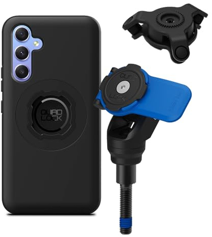 Quad Lock Support Téléphone à Tige Filetée de Moto avec Amortisseur de Vibrations et Coque MAG pour Galaxy A54