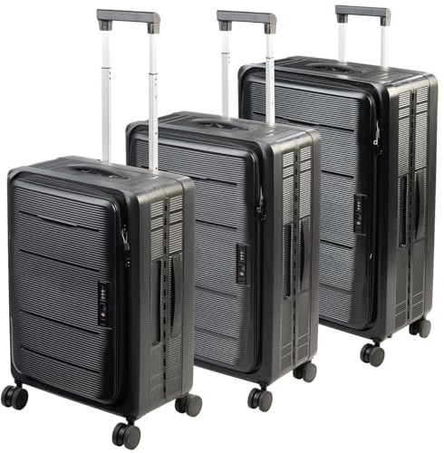 Xcase Reisetrolleys: 3er-Set Faltbare Hartschalen-Koffer, 20/51 cm, 24/61 cm, 26/66 cm (Faltkoffer, Reisekoffer, Kofferset)
