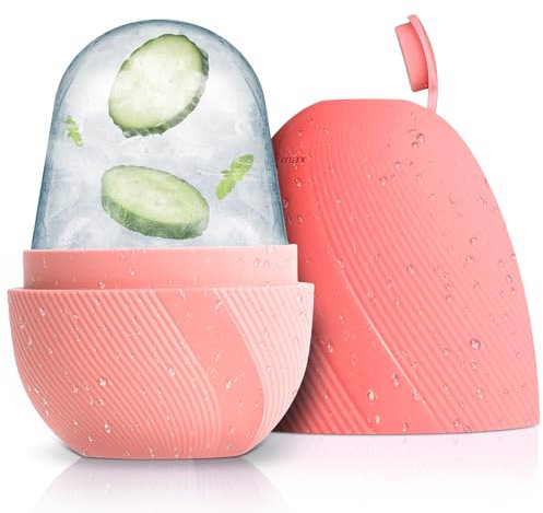 Romon Ice Roller Gesicht, Ice Roller,Silikon Eis Gesichtsroller, De-Puffing, Hautstraffung, Poren Schrumpfen, Verbessert Die Elastizität Der Haut, Lebensmittel-Silikon, Daily Skin Care Tool (Rosa)