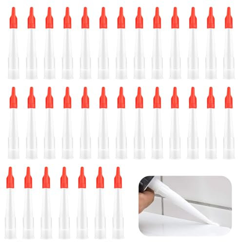 28pcs Silicone Nozzles with Caulk Cap Covers, Caulking Nozzles for Silicone Sealant Nozzles, Silicone Tube Nozzles, Finishing Sealing Finisher Nozzles for Mastic Cartridge Nozzles