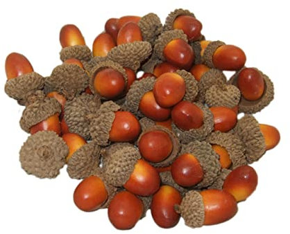 VICASKY 50pcs Artificial Lifelike Small Acorn Photo Props False Nuts Home Kitchen Decor Light for Christmas Decorations Toy Acorns and Tree Decorations