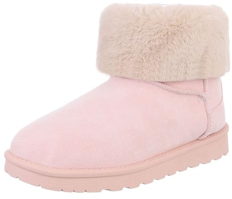 Ital Design Damenschuhe Stiefeletten Flache Stiefeletten, JD-5-1-, Textil, Hellrosa, Gr. 40