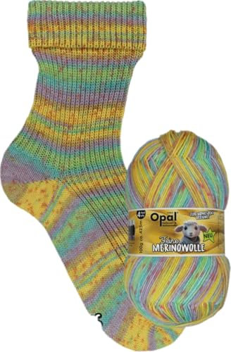 Opal Feine Merinowolle 4-fädige superweiche Sockenwolle, 100 g/420 m, 75% Merinowolle, 25% Polyamid, Nadelstärke 2-3, Maschinenwäsche 30°C (11554 sanft)
