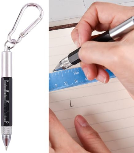 2pcs Multifunctional Pen, 6 in 1 Multifunction Pen, Multifunction Pen Gift Ideas Men, with Ballpoint Pen, Ruler, Keychain, Screwdriver and Touch Screen Pen, DIY Tool Pen for Men Dad, Grandad Gifts