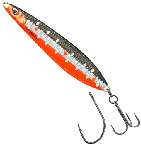 Savage Gear Seeker ISP Fishing Lures, UV-Active Hot Spots, Meerforellenblinker, Mefo-Blinker, Blinker von 12g - 28g, Forellenblinker (Black Red, 16g)