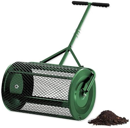 QLSABIA Épandeur de fumier léger en Maille métallique, épandeurs d'engrais pour pelouses et Jardins, avec poignée réglable en Forme de T