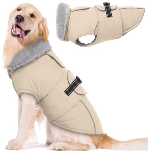 Lelepet Manteaux et vestes chauds pour chiens, manteau d'hiver imperméable pour chien par temps froid, veste matelassée réfléchissante pour chien, manteau pour animal avec doublure en polaire et trou