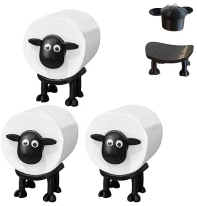 3 Stück Toilettenpapierhalter mit Schaf für 38 und 42mm Rollen, Schaf Klopapierhalter, Lustiger Klopapierhalter für Toilettenpapier, Klorollenhalter, Klopapierhalter, Deko Geschenk