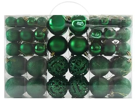 ZFYQ 100Piezas Bolas de Navidad, Juego de Adornos para Colgar Decorativos para Decoración Navideña de Arboles de Navidad, Verde