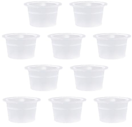 JEWEDECO 500 Stück Einweg Tattoo Tintenbecher Mittel Weiß Einfache Anwendung Klare Pigmentbehälter für Permanent Make up Kosmetikdosen Tattoo Farbe Zubehör Praktisch und Hygienisch