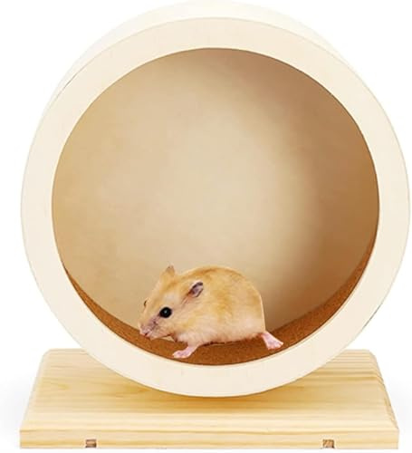 Hamsterrad Holz 29cm (Ø 28cm Innen) - Geräuschloses Laufrad mit Kugellager für Goldhamster, Zwerghamster & Rennmäuse - Artgerechtes Nagerspielzeug & Zubehör für Käfig - Sicher & Naturholz