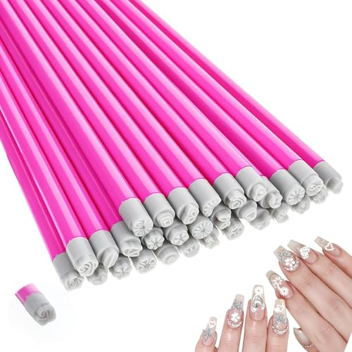 Classicseali 30PCS Nail Art Pens Stamps,Silicone Nail Art Stamper Pen,Nails Arts Stamping Pens,Different Pattern Floral Stamps Pen for Women and Girls Creative Home Arts Salon
