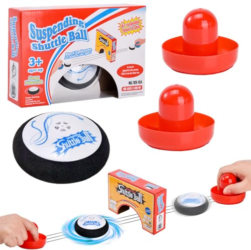 LTFIOON Air Hockey Hover Puck, Portable Air Hockey mit 2 Roten Lufthockey Drücken, Hockeyspielzeug für Innen und Außen, Simuliertes Hockeyspiel für Kinder Erwachsene