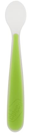 Chicco Cucchiaio Morbido in Silicone 6m+, Cucchiaio per Svezzamento con Punta Flessibile Salva-Gengive e Design Igienico, Manico Lungo Ergonomico per Vasetti e Omogeneizzati, Senza BPA