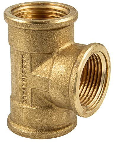 tecuro T-Stück allseitig Innengewinde Rp 3/4 Zoll, MS-blank CW617N, nach Trinkwasserverordnung 50930-6, nach Norm ISO 7/1, warmgepresst