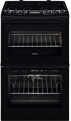 Zanussi 55cm Double Oven Electric Cooker with Catalytic Liners - Black