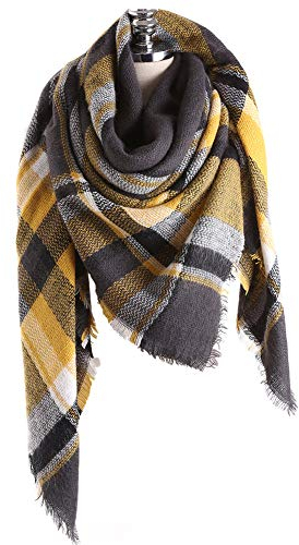 Bakicey Damen Schal XXL Warm Weich Strickschal Karo Winterschal Herbstschal Wolleschal Frauen Deckenschal Halstuch Scarf Poncho Cape, 16, 3XL